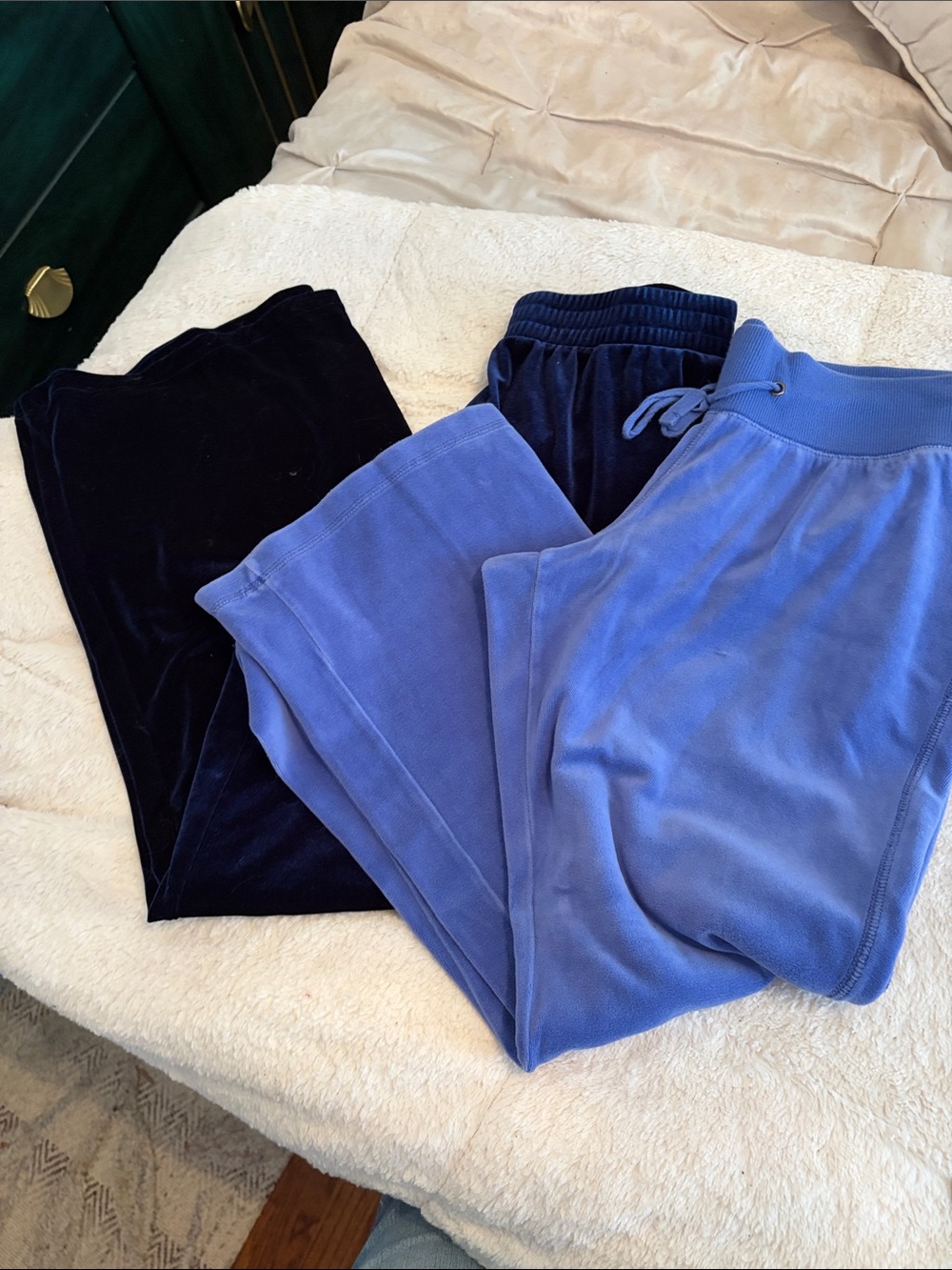 New York & Company Blue and Navy Velour Joggers